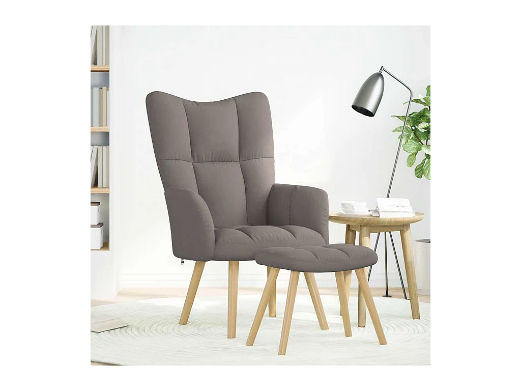 Sillón de relax | Silla de relax con taburete de tela gris taupé SHL3297