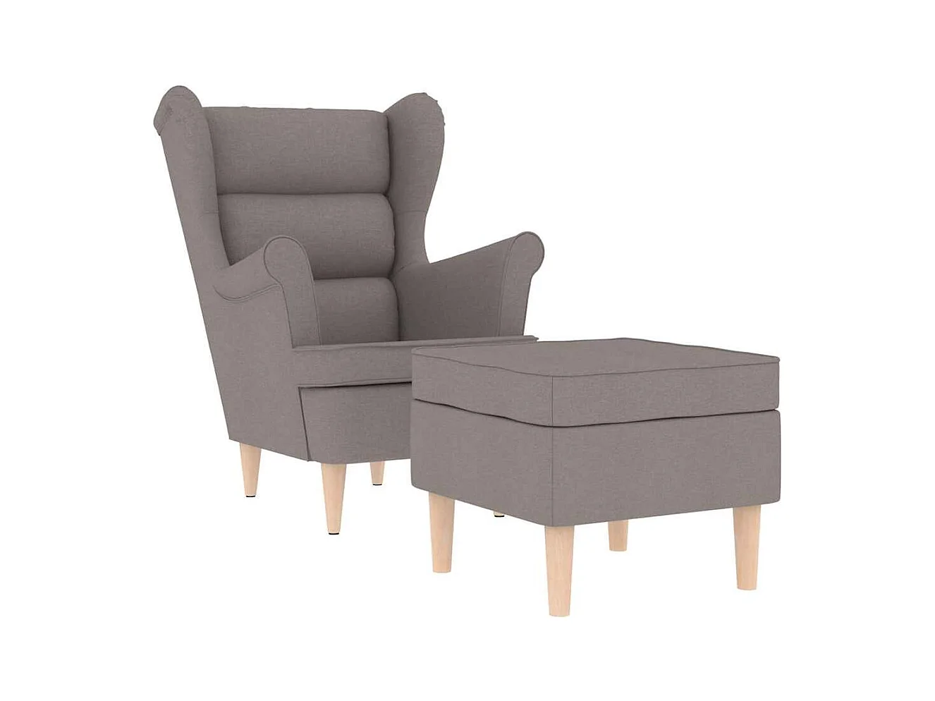 Sillón de salón | Silla de relax con taburete reposapiés de tela gris taupe SHL8684