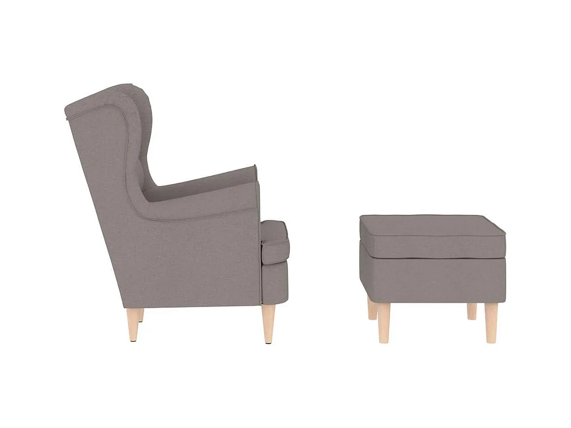 Sillón de salón | Silla de relax con taburete reposapiés de tela gris taupe SHL8684