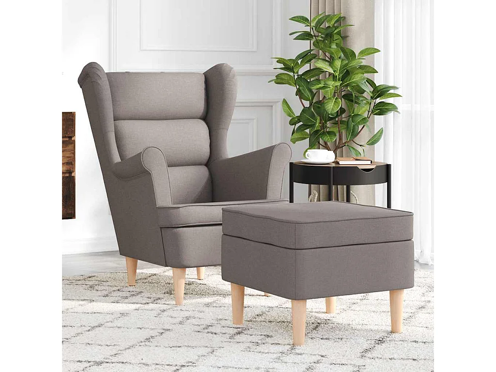Relaxstoel | Fauteuil met voetenbankje stof taupe