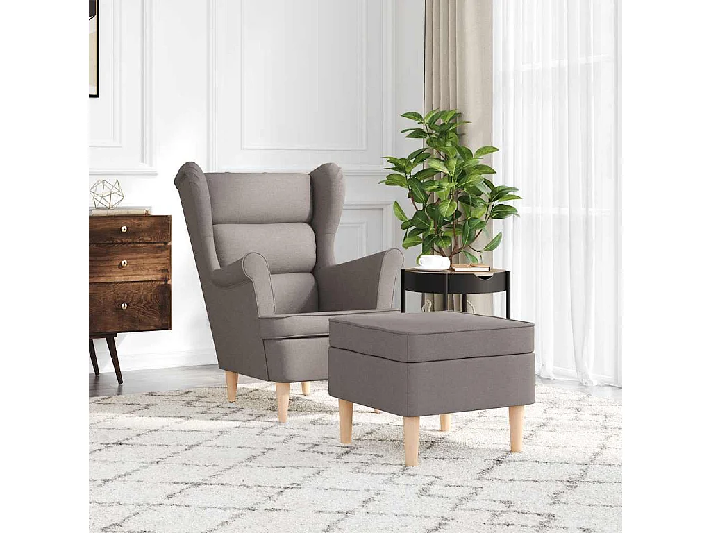 Relaxstoel | Fauteuil met voetenbankje stof taupe