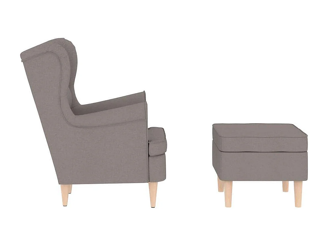 Relaxstoel | Fauteuil met voetenbankje stof taupe