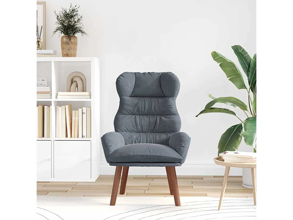 Fauteuil Salon-Chaise de relax Gris foncé 69x74x93 cm Velours SHL3797