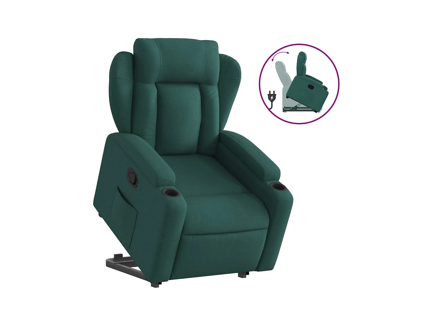 Fauteuil inclinable-Chaise de relax-Fauteuil salon vert foncé tissu SHL2825