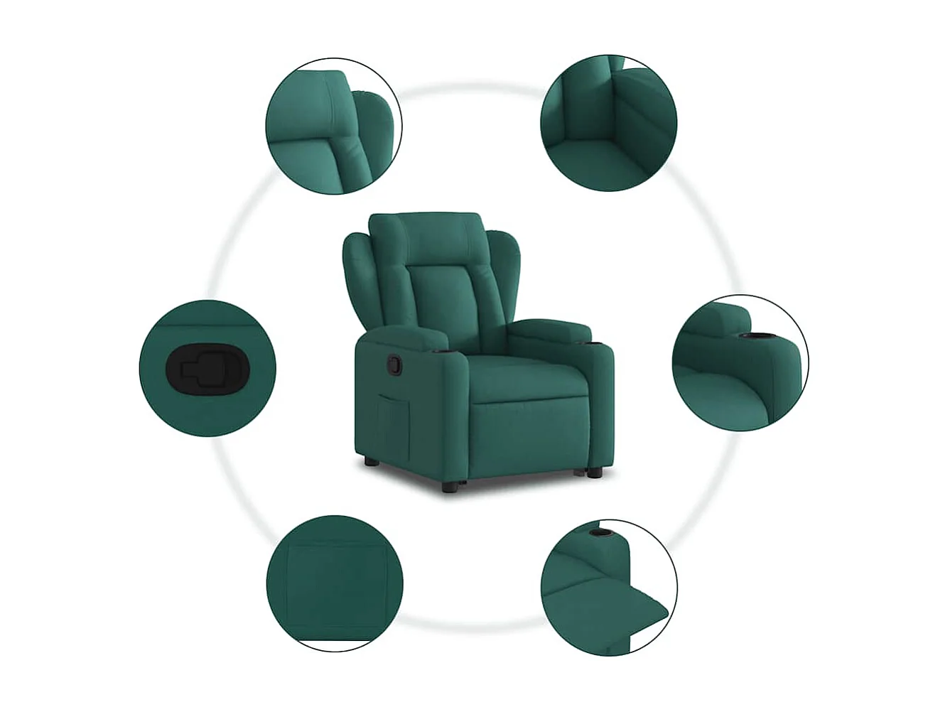 Sillón de relax | Silla | Sillón reclinable elevable tela verde oscuro SHL4386