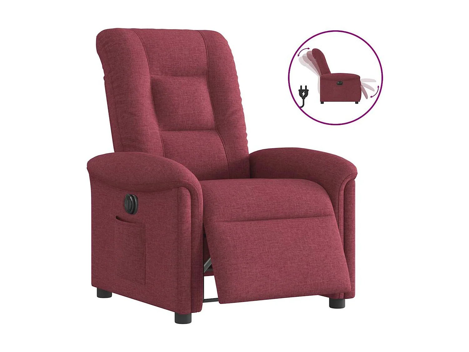 Fauteuil inclinable électrique-Chaise de relax-Fauteuil TV Rouge bordeaux Tissu SHL1577