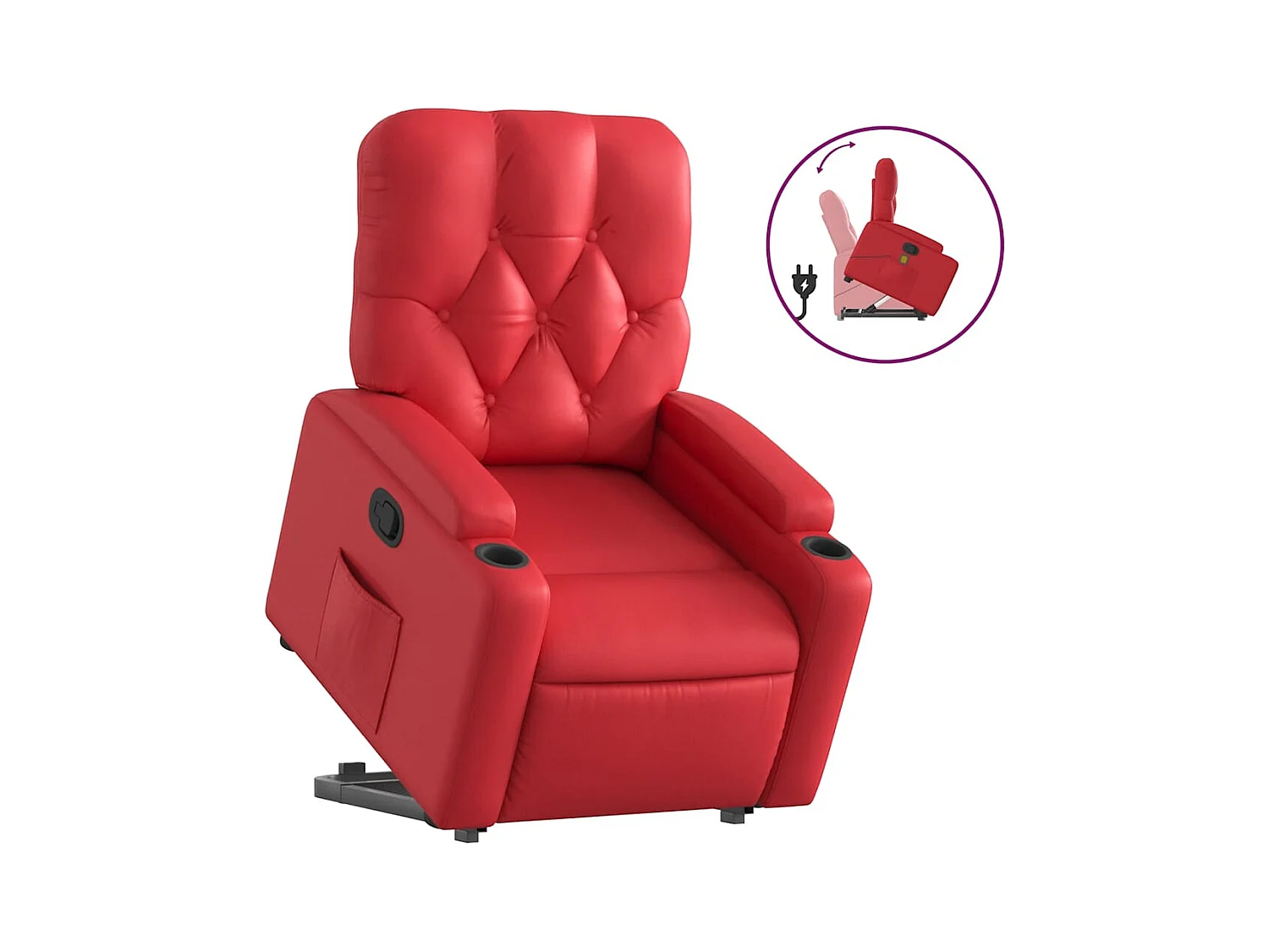 Fauteuil inclinable-Chaise de relax-Fauteuil salon Rouge Similicuir SHL1805