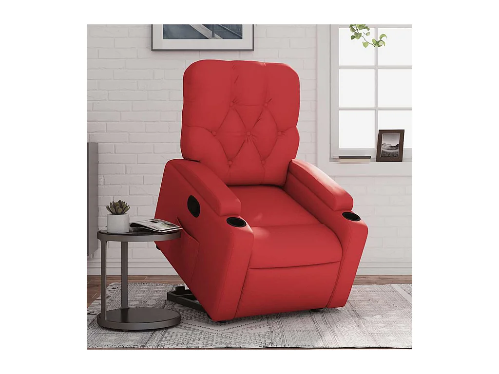 Fauteuil inclinable-Chaise de relax-Fauteuil salon Rouge Similicuir SHL1805