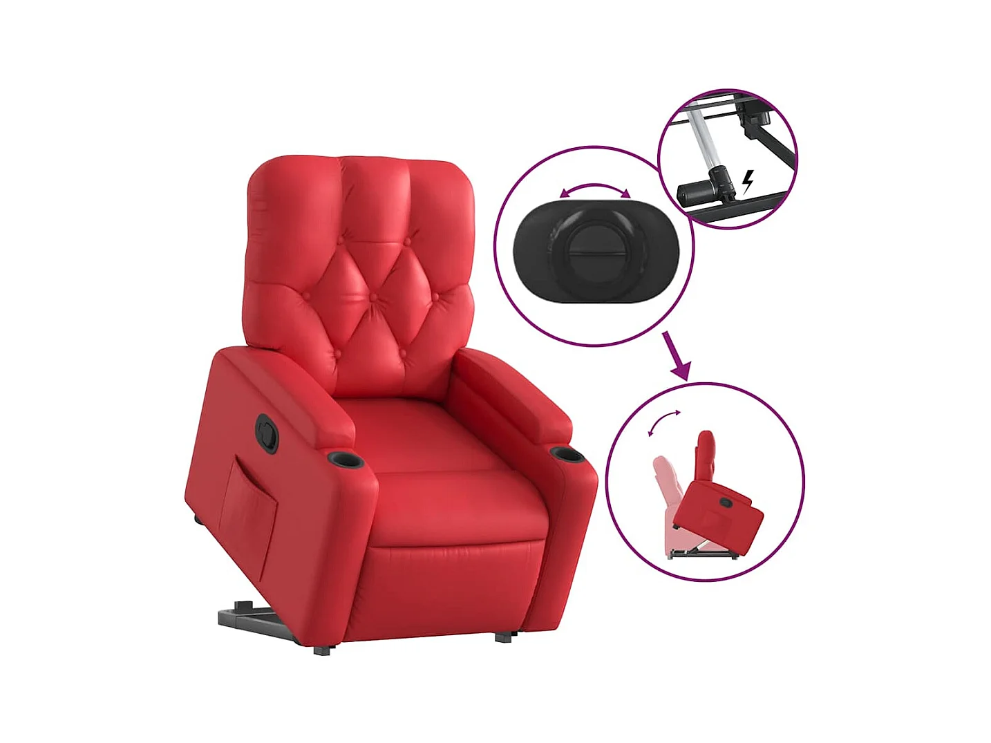 Fauteuil inclinable-Chaise de relax-Fauteuil salon Rouge Similicuir SHL1805
