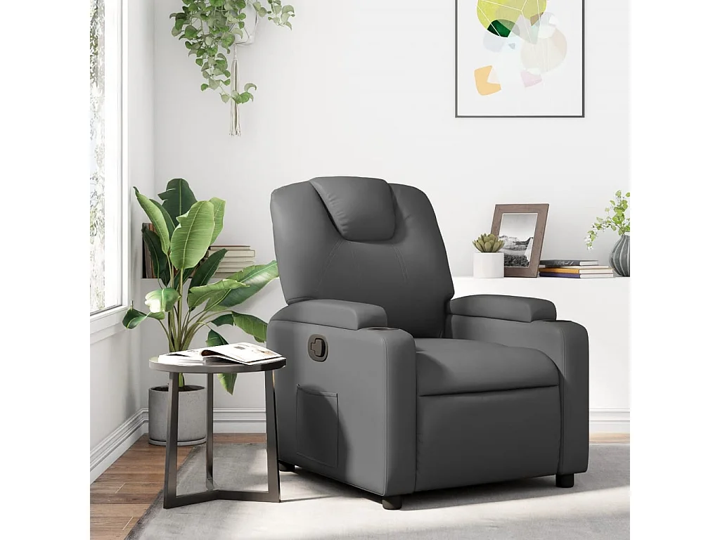 Relaxsessel | Lounge Sessel für Wohnzimmer Grau Kunstleder SHL62930
