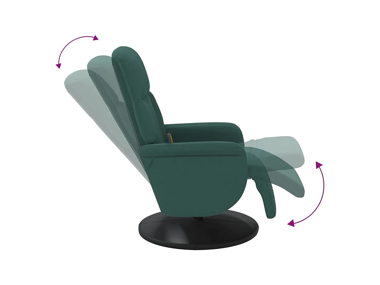 Fauteuil inclinable-Fauteuil salon de massage repose-pied vert foncé velours SHL4075