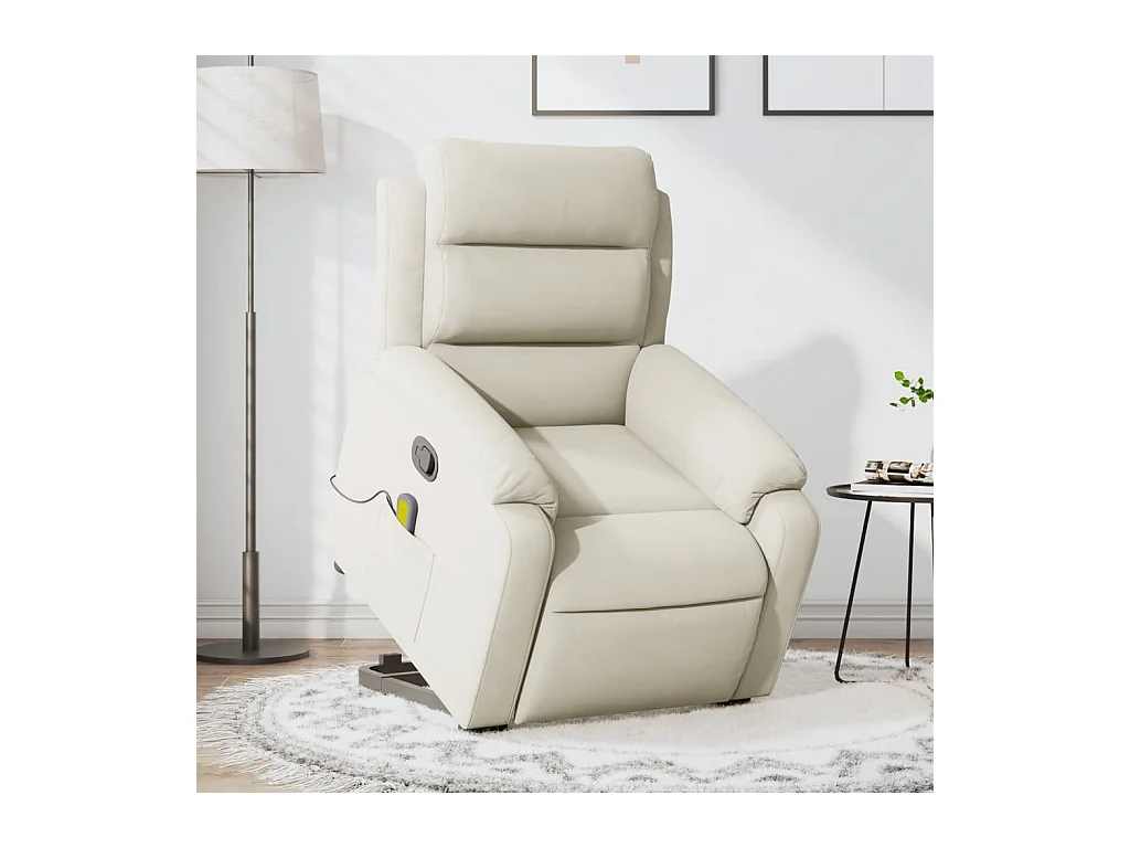 Sillón de relax | Sillón reclinable de masaje elevable terciopelo crema SHL3016
