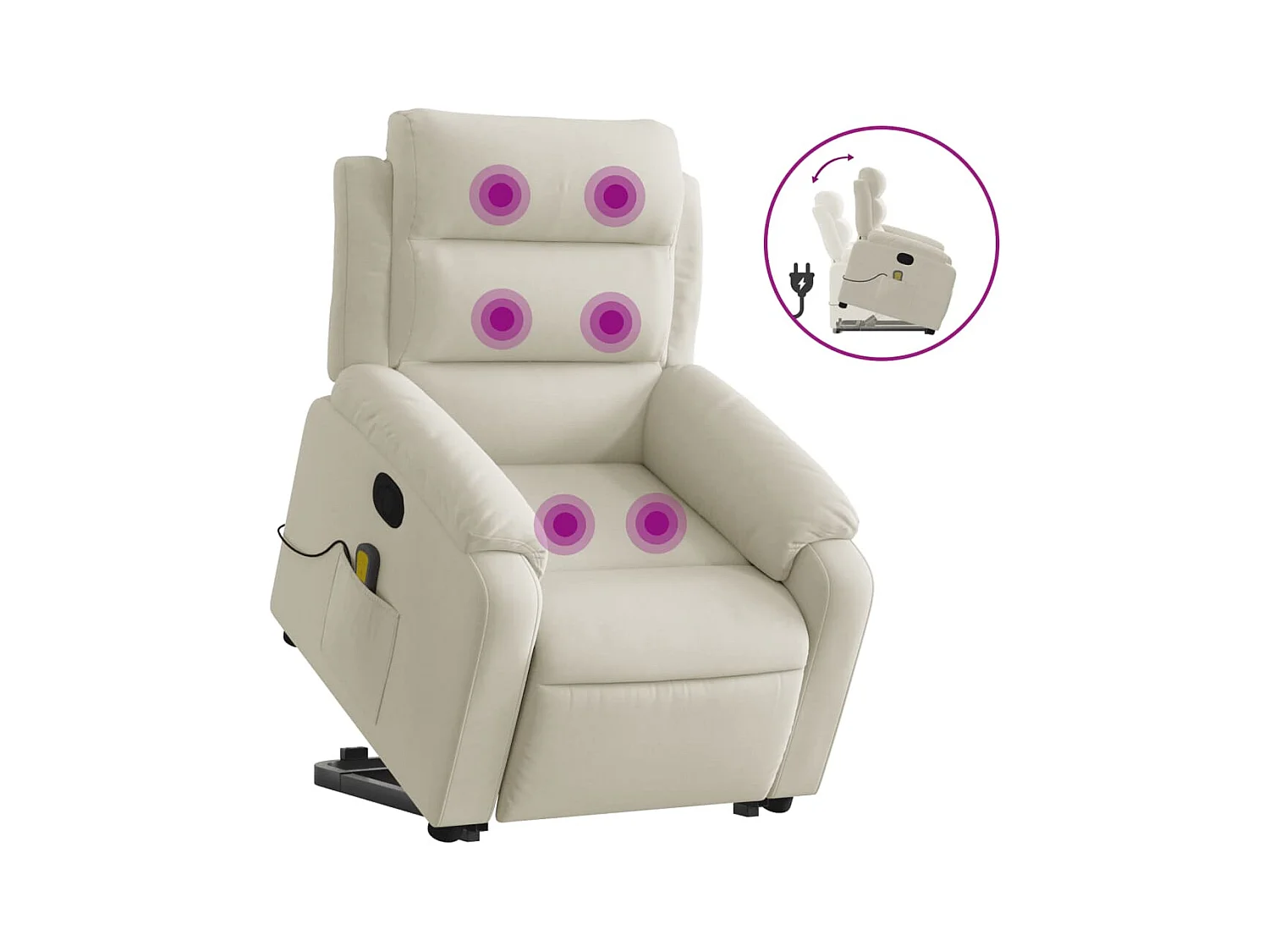 Fauteuil inclinable-Chaise de relax-Fauteuil de Massage Crème Velours SHL916