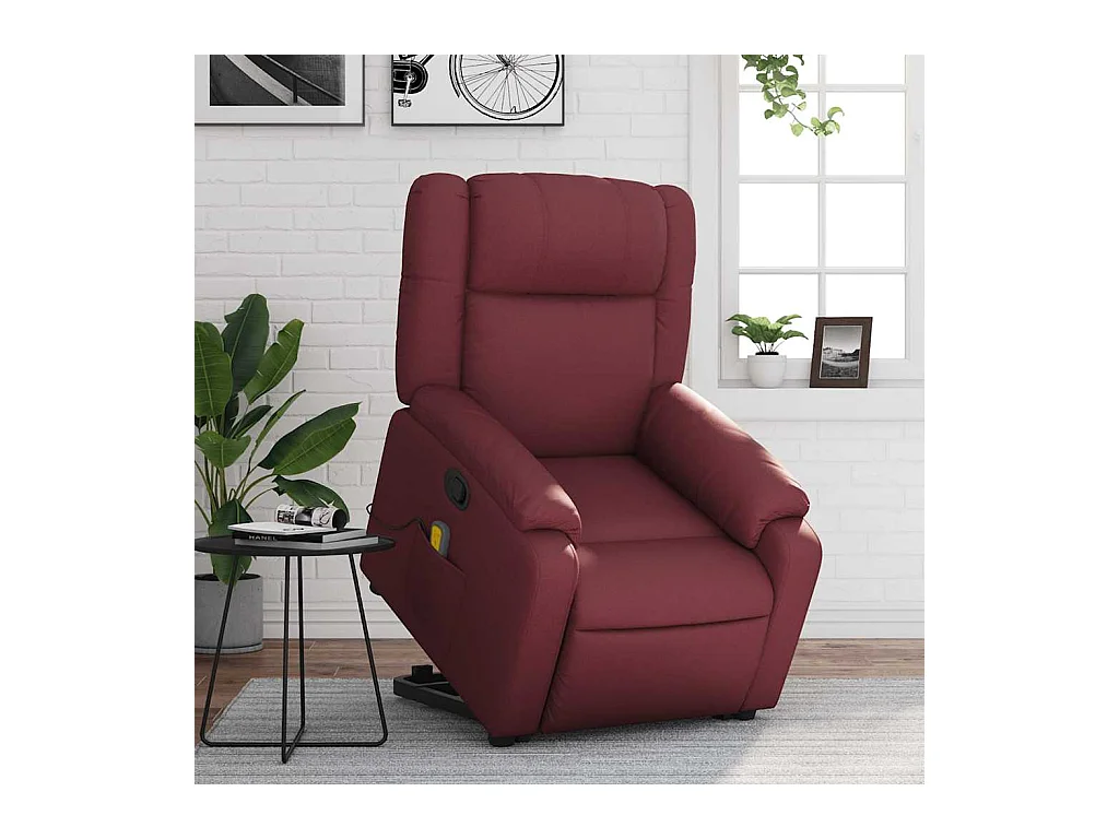 Fauteuil inclinable-Chaise de relax-Fauteuil de Massage Rouge bordeaux Similicuir SHL3319