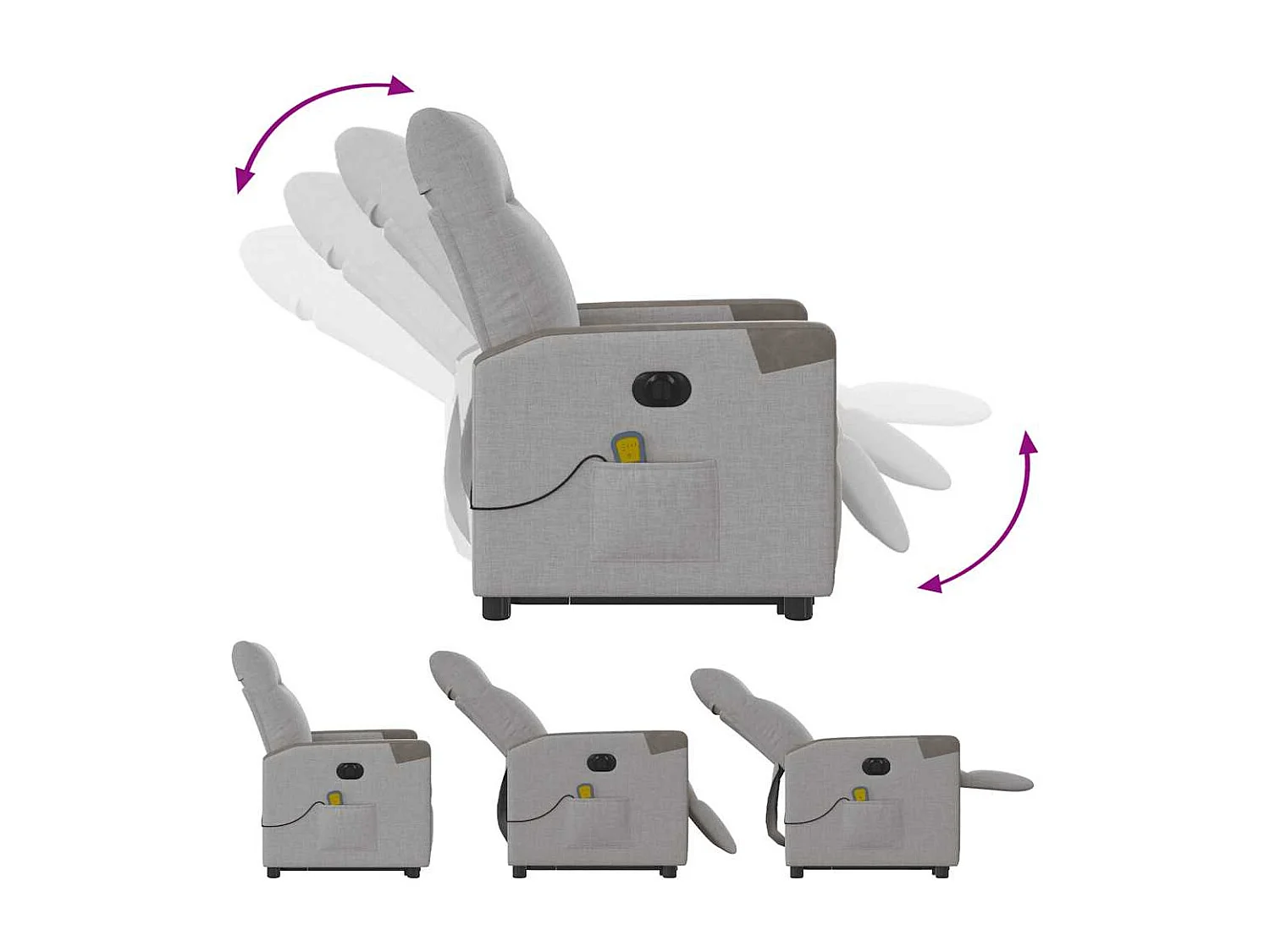 Sillón de salón | Silla | Sillón de masaje eléctrico reclinable elevable tela gris nube SHL4738