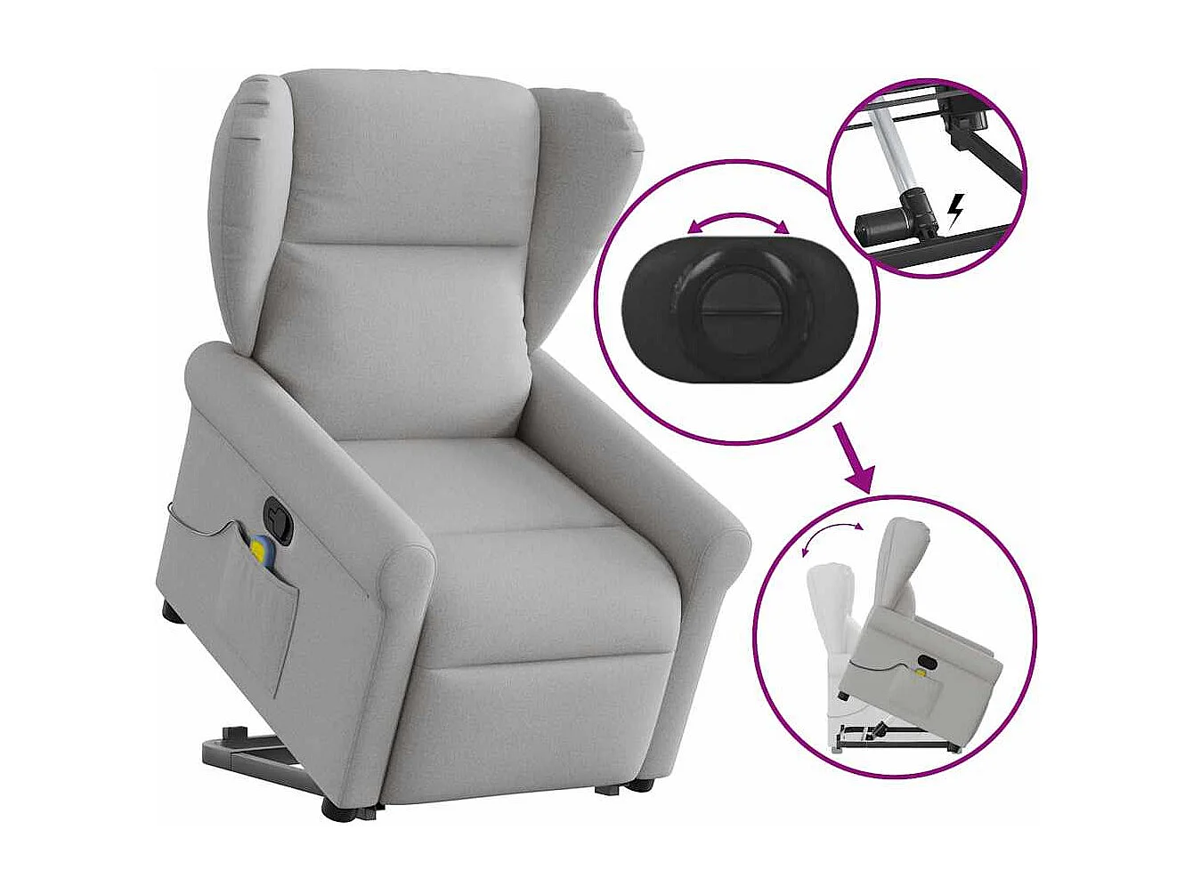 Sillón de salón | Silla | Sillón de masaje reclinable de pie de tela gris nube SHL6599