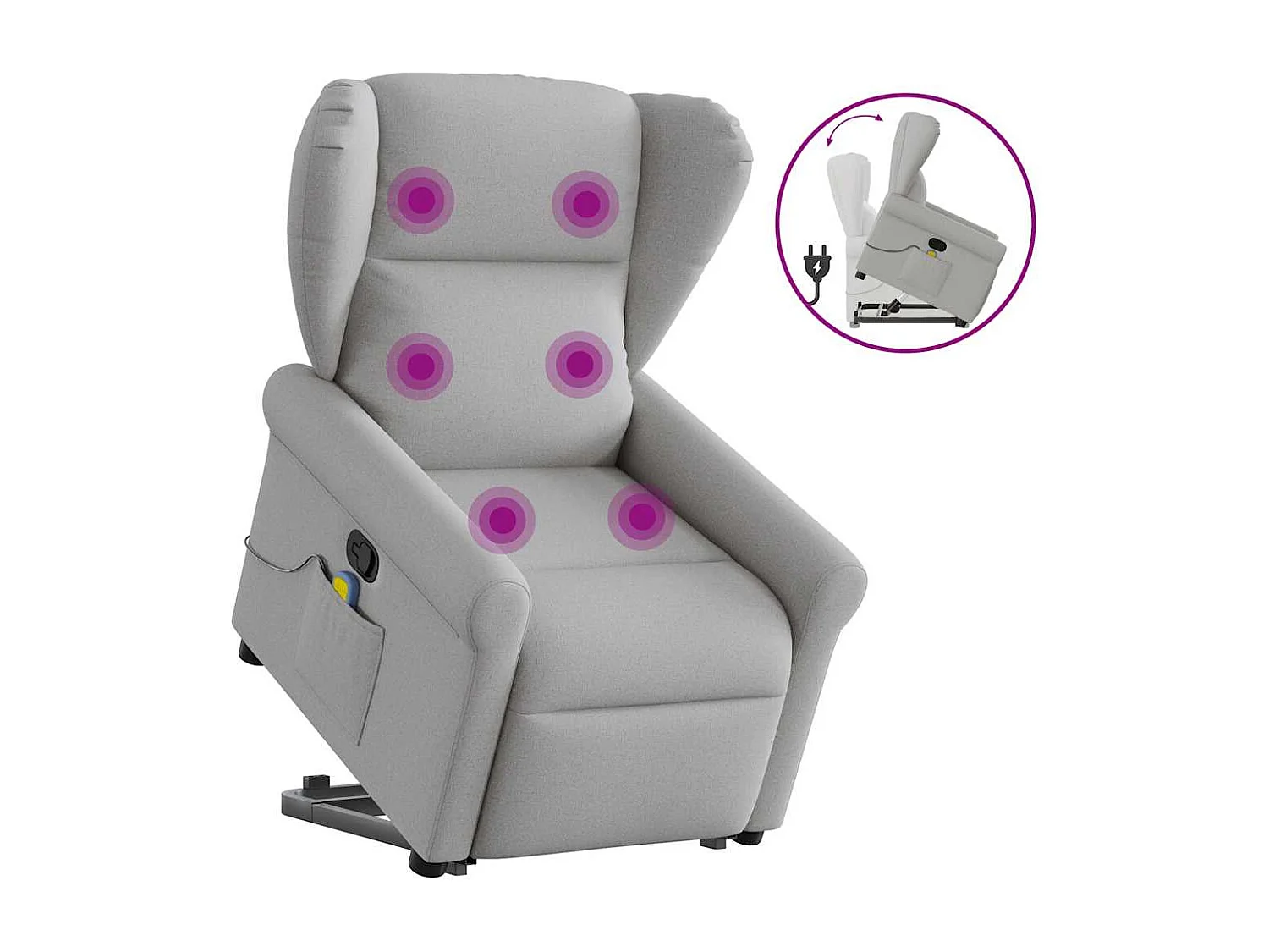 Sillón de salón | Silla | Sillón de masaje reclinable de pie de tela gris nube SHL6599