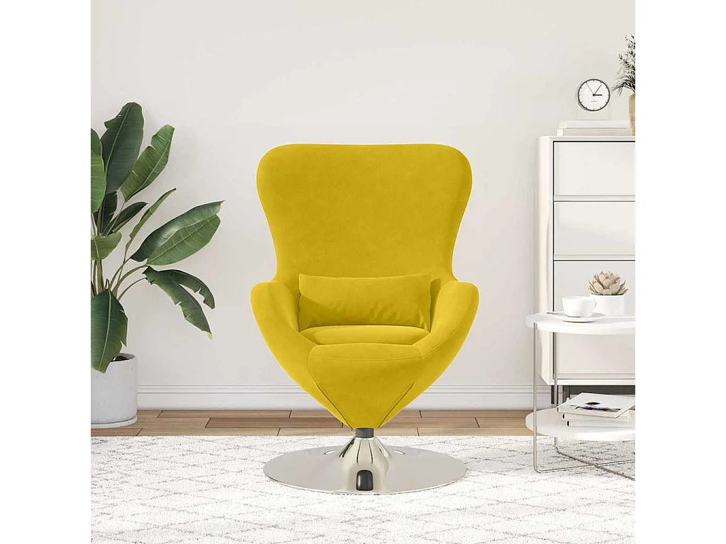 Chaise de Salon-Fauteuil œuf Jaune 63x73x90 cm Velours SHL923