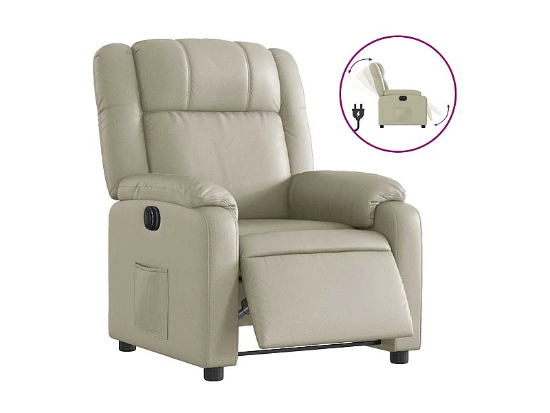 Sillón de relax | Silla | Sillón reclinable eléctrico de cuero sintético crema SHL3781