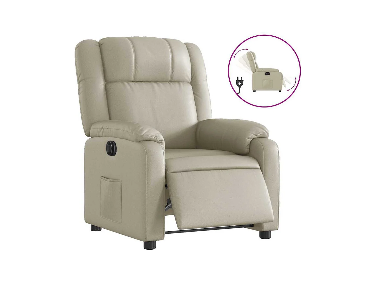 Sillón de relax | Silla | Sillón reclinable eléctrico de cuero sintético crema SHL3781