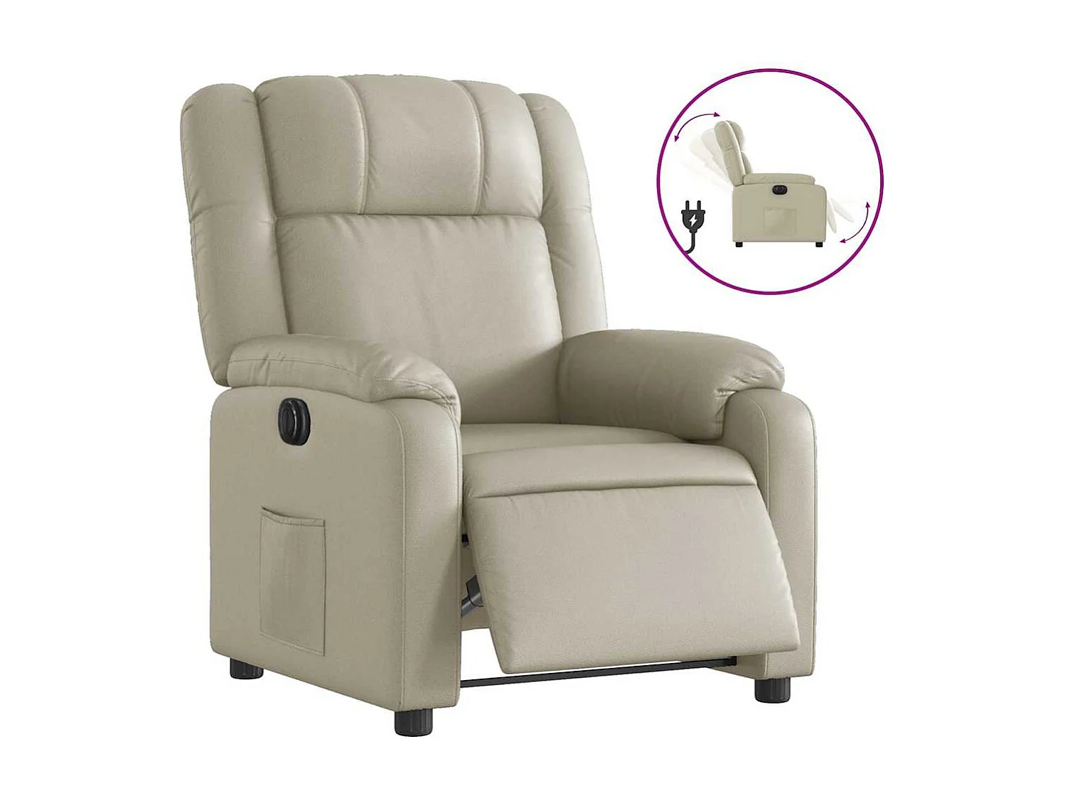 Relaxsessel Elektrisch | Lounge Sessel indoor Creme Kunstleder SHL5159