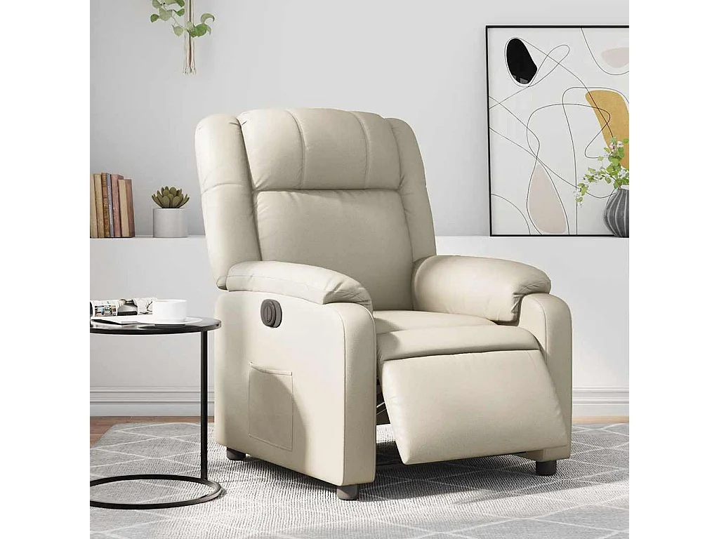 Relaxsessel Elektrisch | Lounge Sessel indoor Creme Kunstleder SHL5159