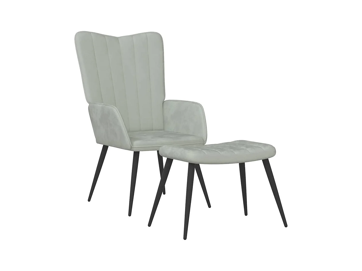 Fauteuil de relaxation Scandinave avec repose-pied Gris clair Velours SHL3048