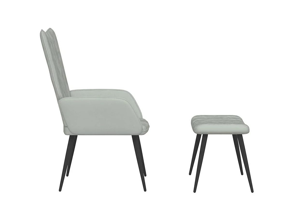 Fauteuil de relaxation Scandinave avec repose-pied Gris clair Velours SHL3048