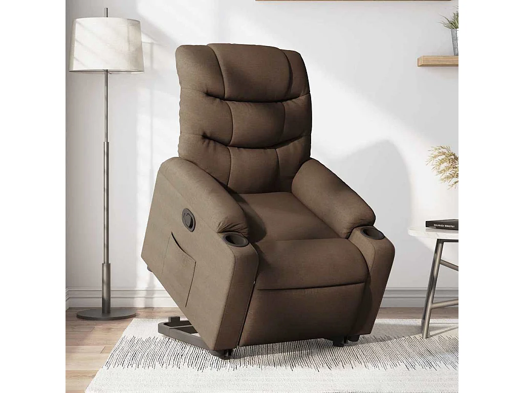 Fauteuil inclinable-Chaise de relax-Fauteuil salon Marron Tissu SHL4852