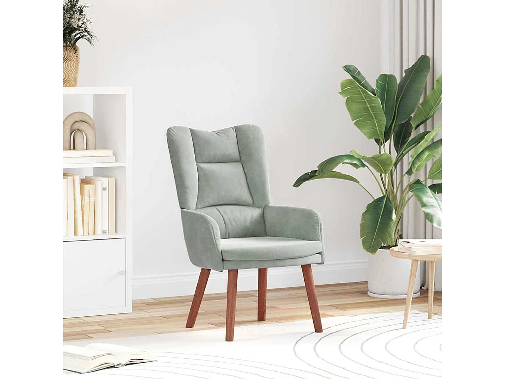 Fauteuil Salon-Chaise de relax Gris clair 63x67x94 cm Velours SHL2136