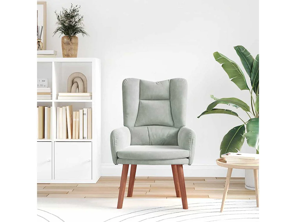 Fauteuil Salon-Chaise de relax Gris clair 63x67x94 cm Velours SHL2136