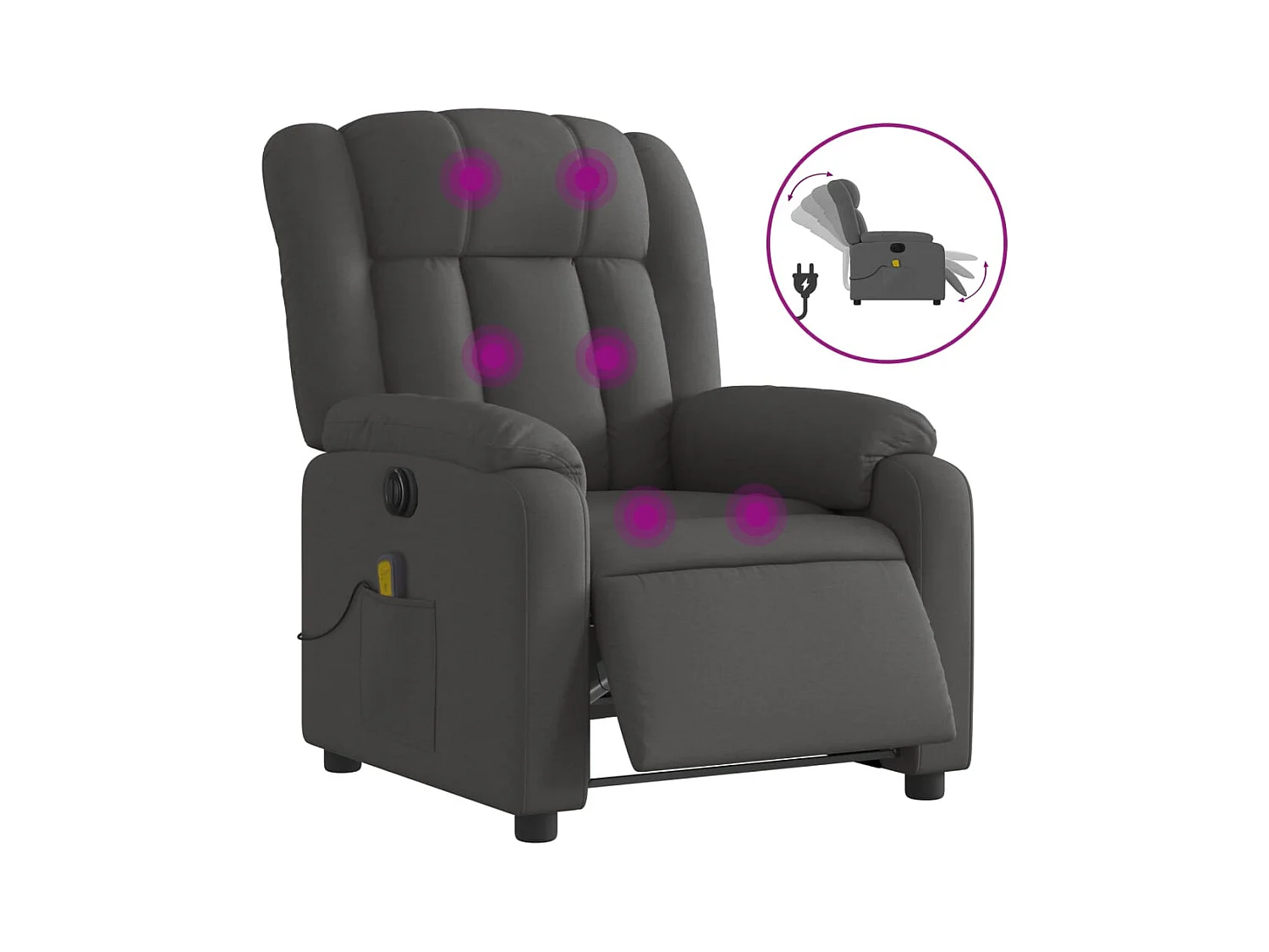 Sillón de relax | Sillón reclinable de masaje eléctrico tela gris oscuro SHL3826