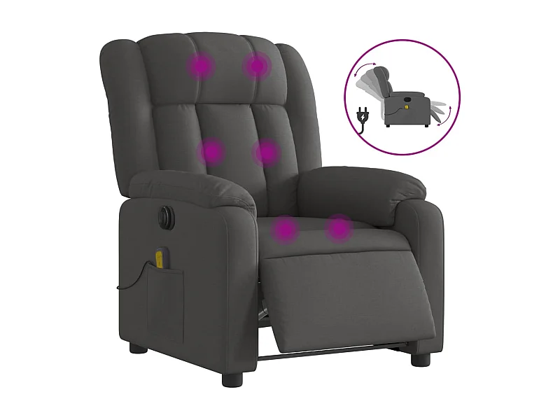 Fauteuil inclinable électrique-Chaise-Fauteuil de Massage gris foncé tissu SHL4168