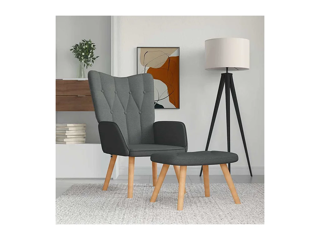 Sillón de relax | Silla de relax con taburete tela gris oscuro SHL9838