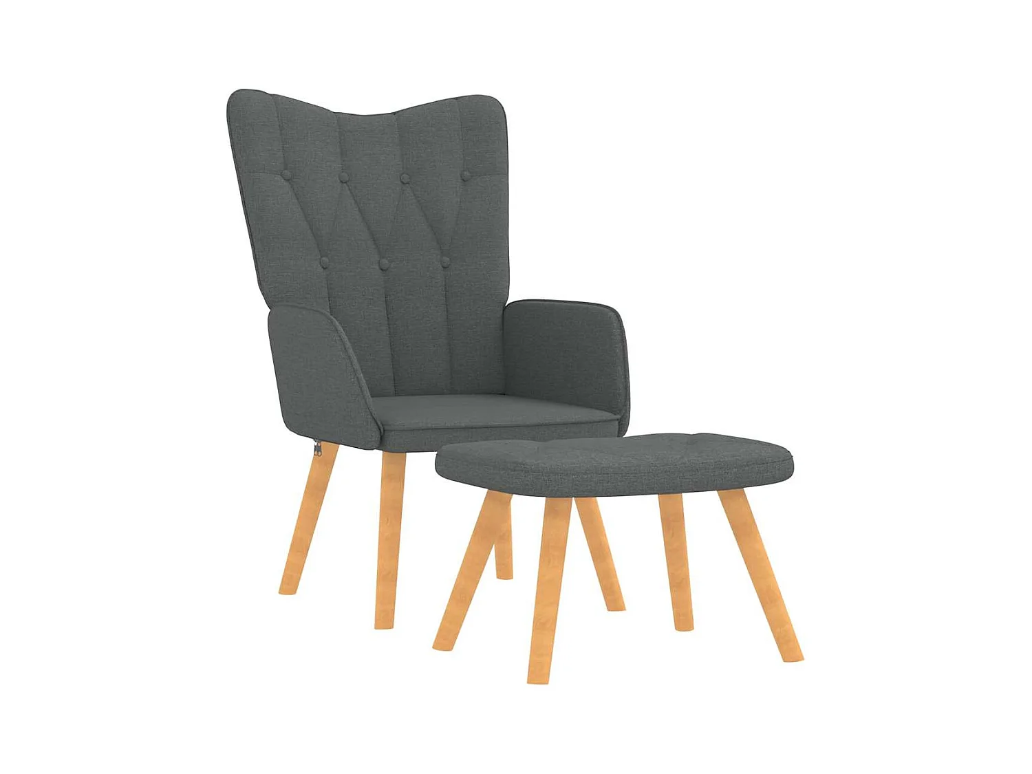 Fauteuil de relaxation moderne avec tabouret Gris foncé Tissu SHL4778