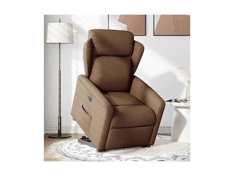 Fauteuil inclinable électrique-Chaise de relax-Fauteuil TV marron tissu SHL2037