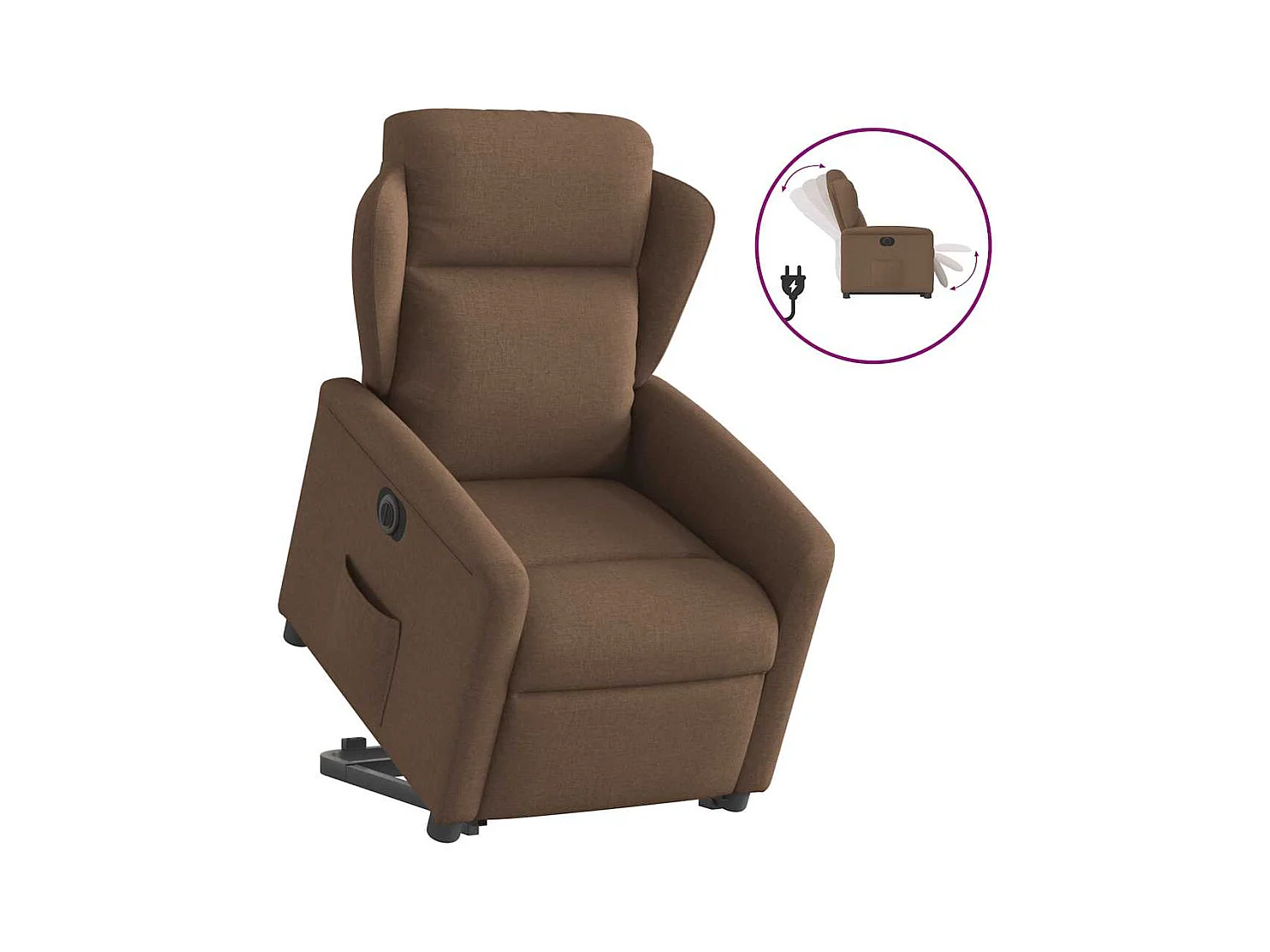 Fauteuil inclinable électrique-Chaise de relax-Fauteuil TV marron tissu SHL2037