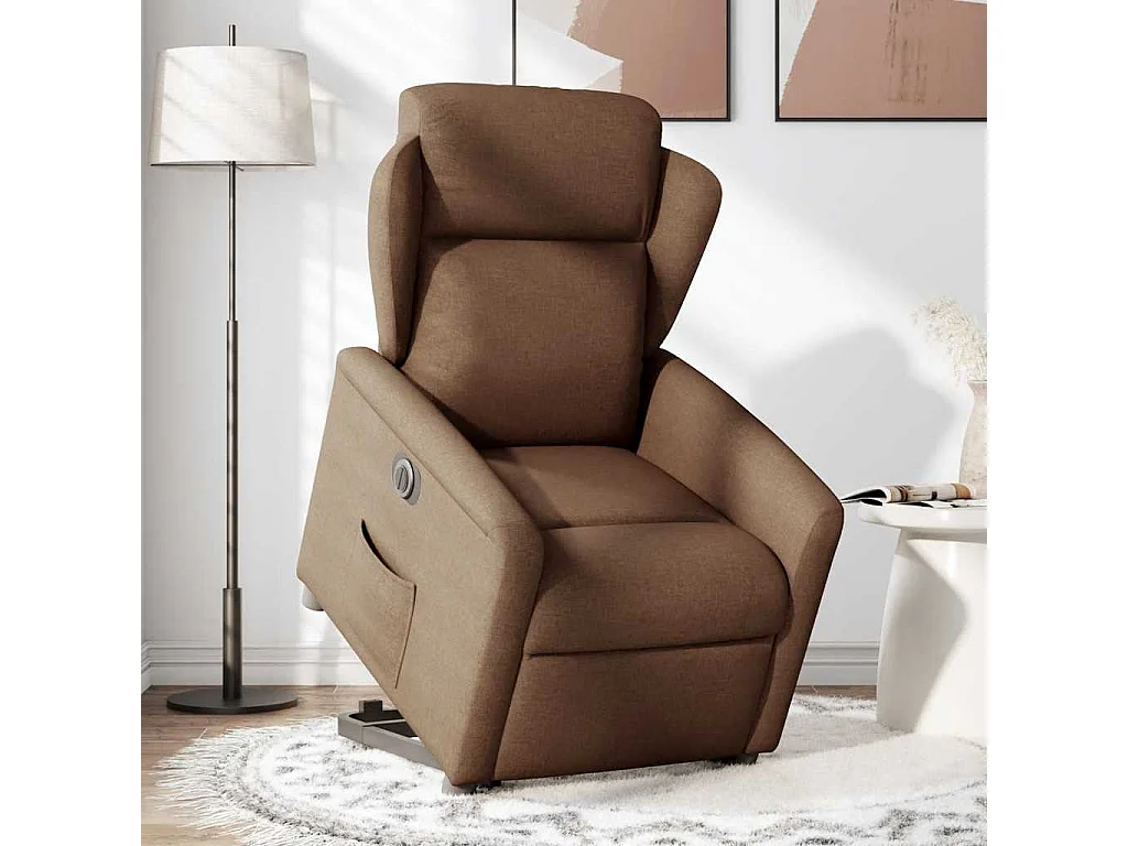Fauteuil inclinable électrique-Chaise de relax-Fauteuil TV marron tissu SHL2037