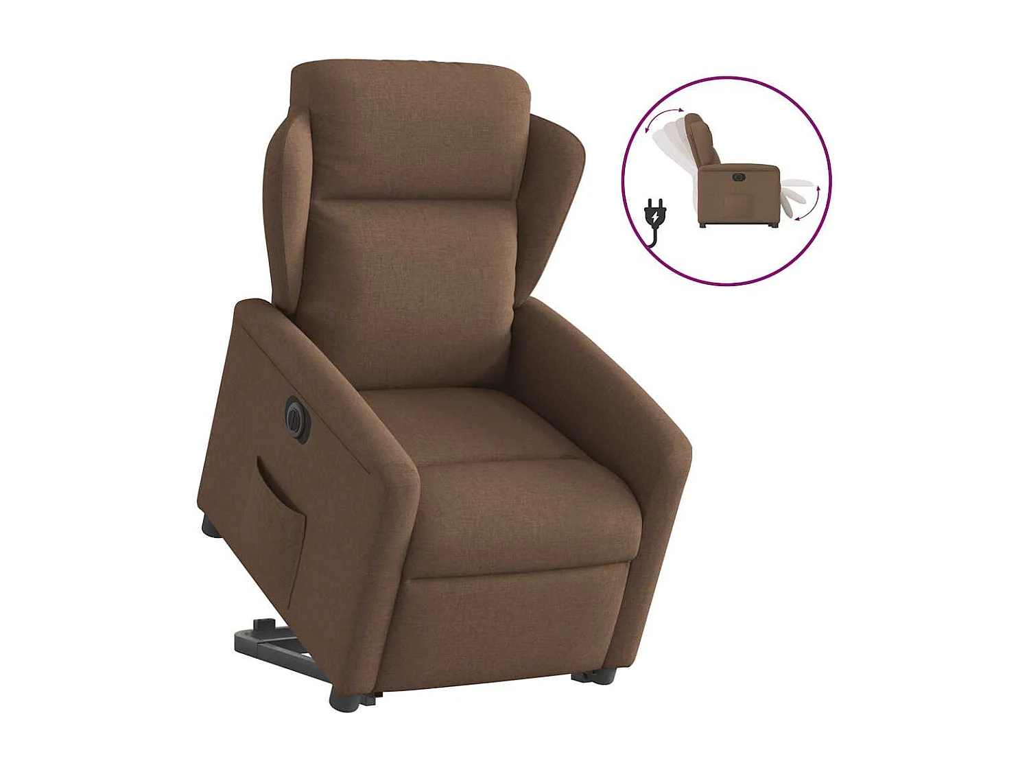 Fauteuil inclinable électrique-Chaise de relax-Fauteuil TV marron tissu SHL2037