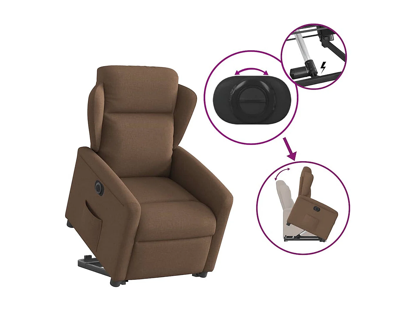 Fauteuil inclinable électrique-Chaise de relax-Fauteuil TV marron tissu SHL2037