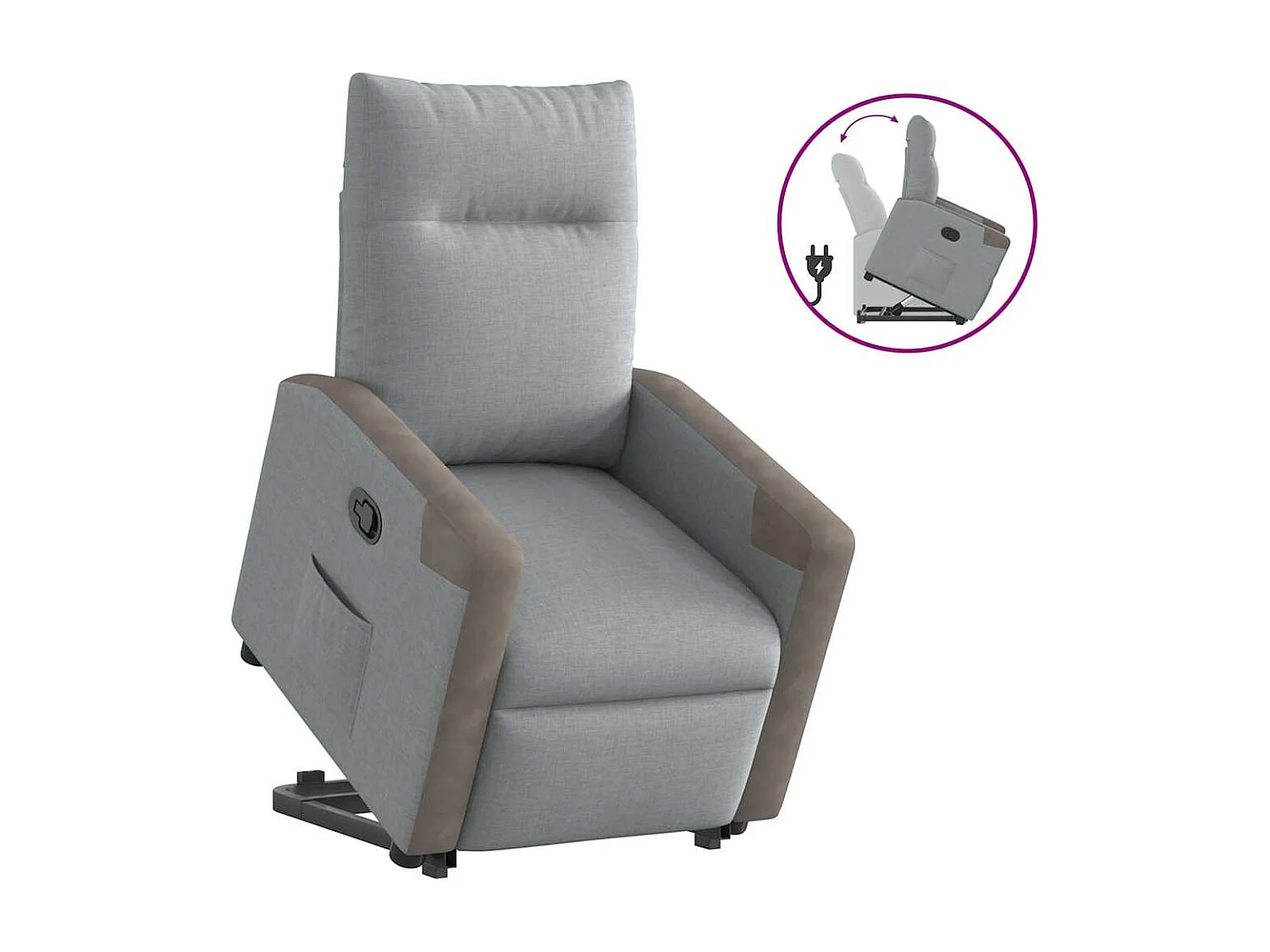 Fauteuil inclinable-Chaise de relax-Fauteuil TV Gris clair Tissu SHL2483