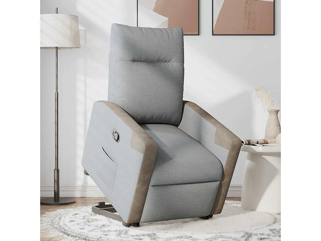 Fauteuil inclinable-Chaise de relax-Fauteuil TV Gris clair Tissu SHL2483