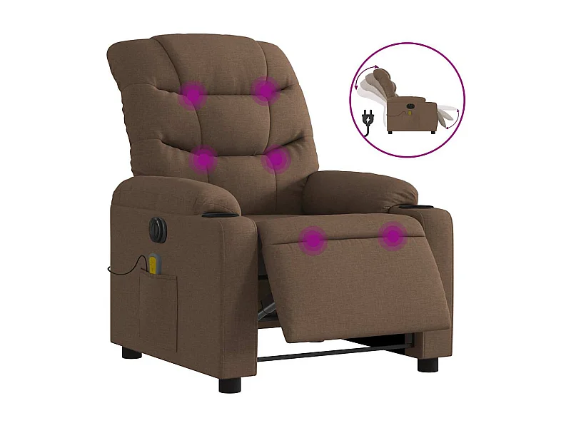 Fauteuil inclinable électrique-Chaise de relax-Fauteuil de Massage marron tissu SHL3607