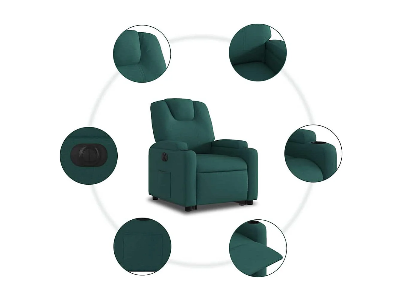 Fauteuil inclinable électrique-Chaise de relax-Fauteuil salon vert foncé tissu SHL1366