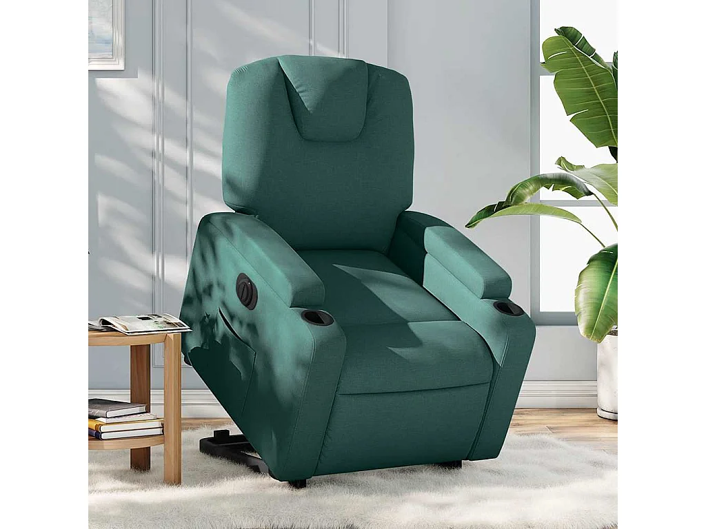 Silla de relax | Sillón eléctrico reclinable elevable de tela verde oscuro SHL9968