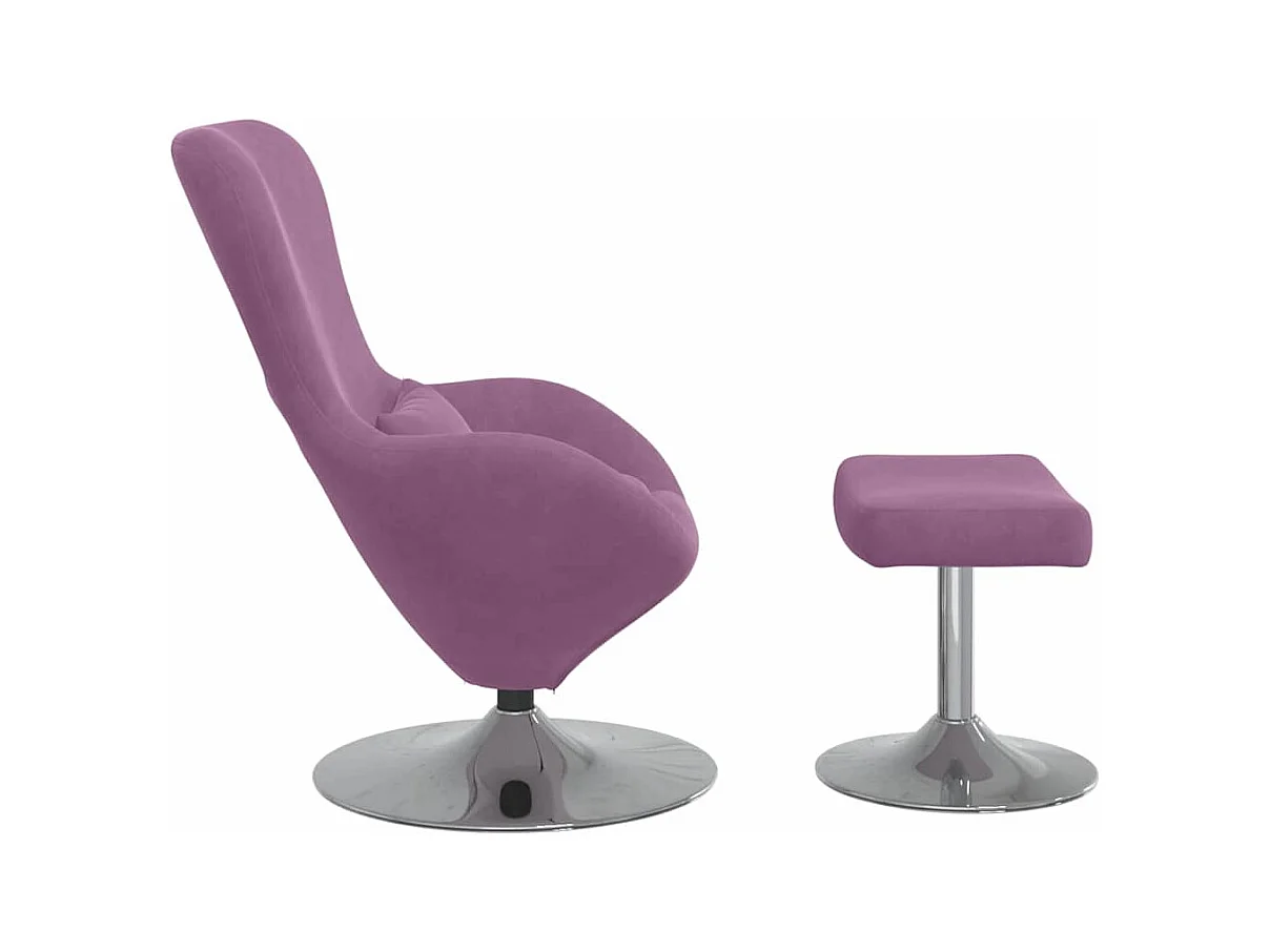Silla de relax | Sillón Huevo con Puff Morado 63x73x90 cm Terciopelo SHL7723