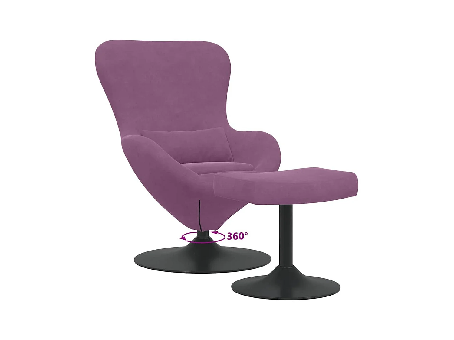 Silla de relax | Sillón Huevo con Puff Morado 63x73x90 cm Terciopelo SHL7723