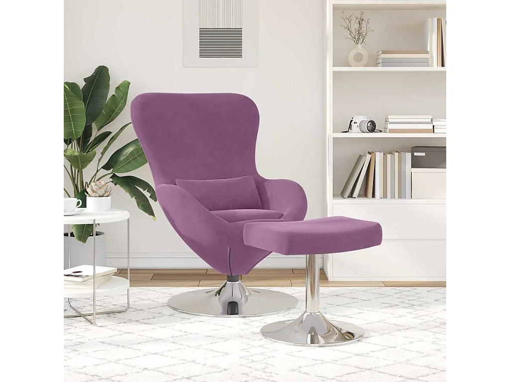 Fauteuil de Salon-Chaise-Fauteuil œuf avec repose-pieds Violet 63x73x90 cm Velours SHL2857