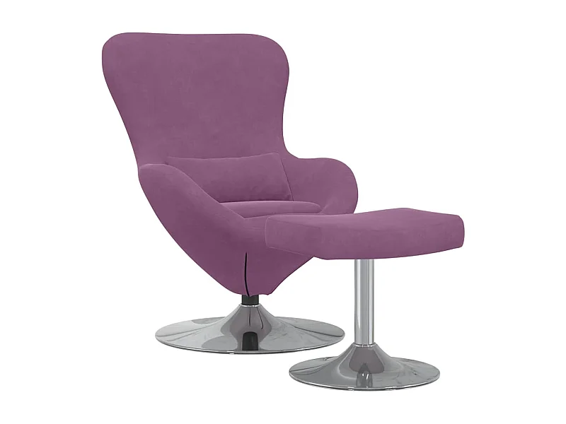 Fauteuil de Salon-Chaise-Fauteuil œuf avec repose-pieds Violet 63x73x90 cm Velours SHL2857