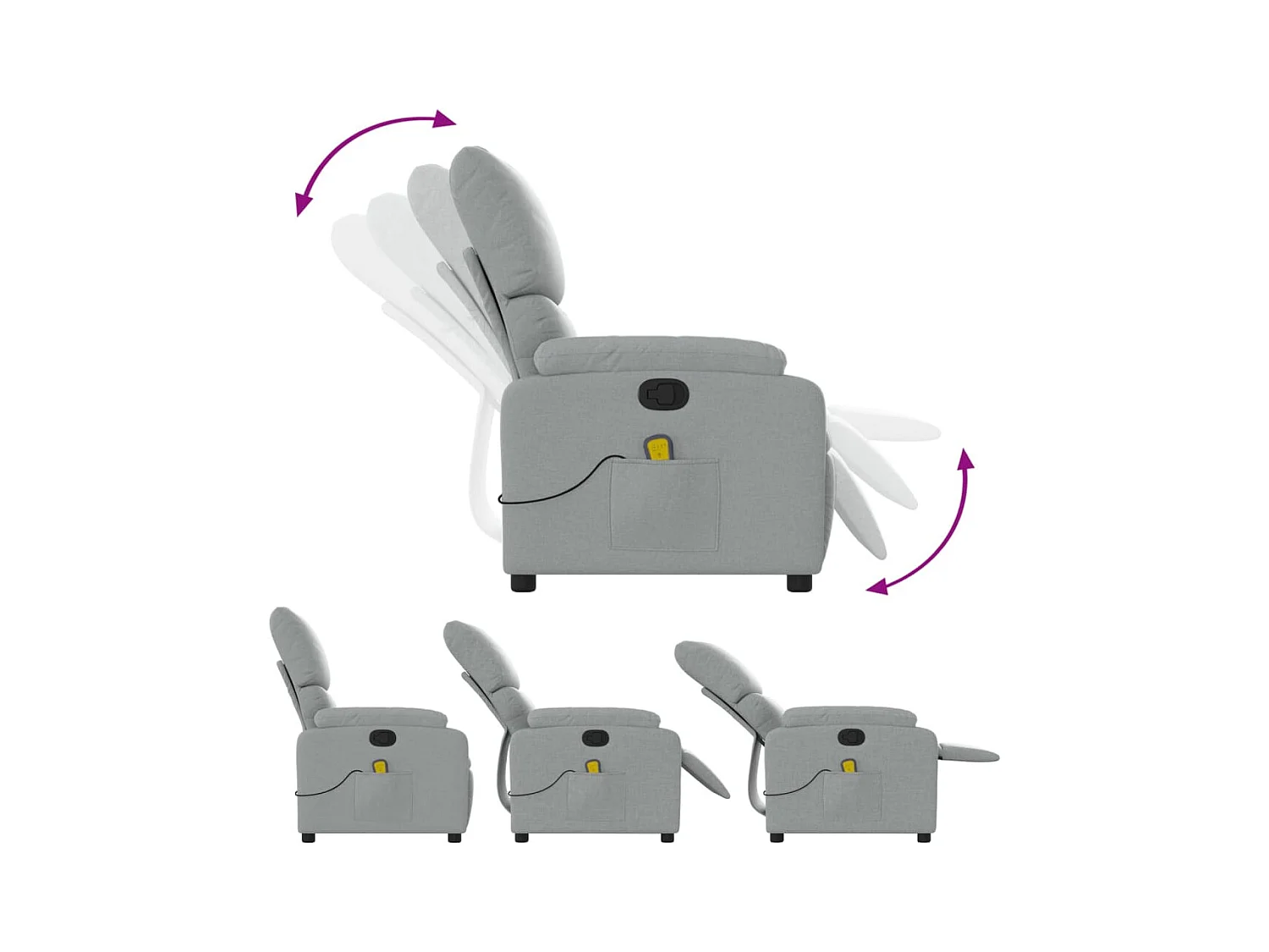 Fauteuil inclinable-Chaise de relax-Fauteuil de Massage gris clair tissu SHL1615